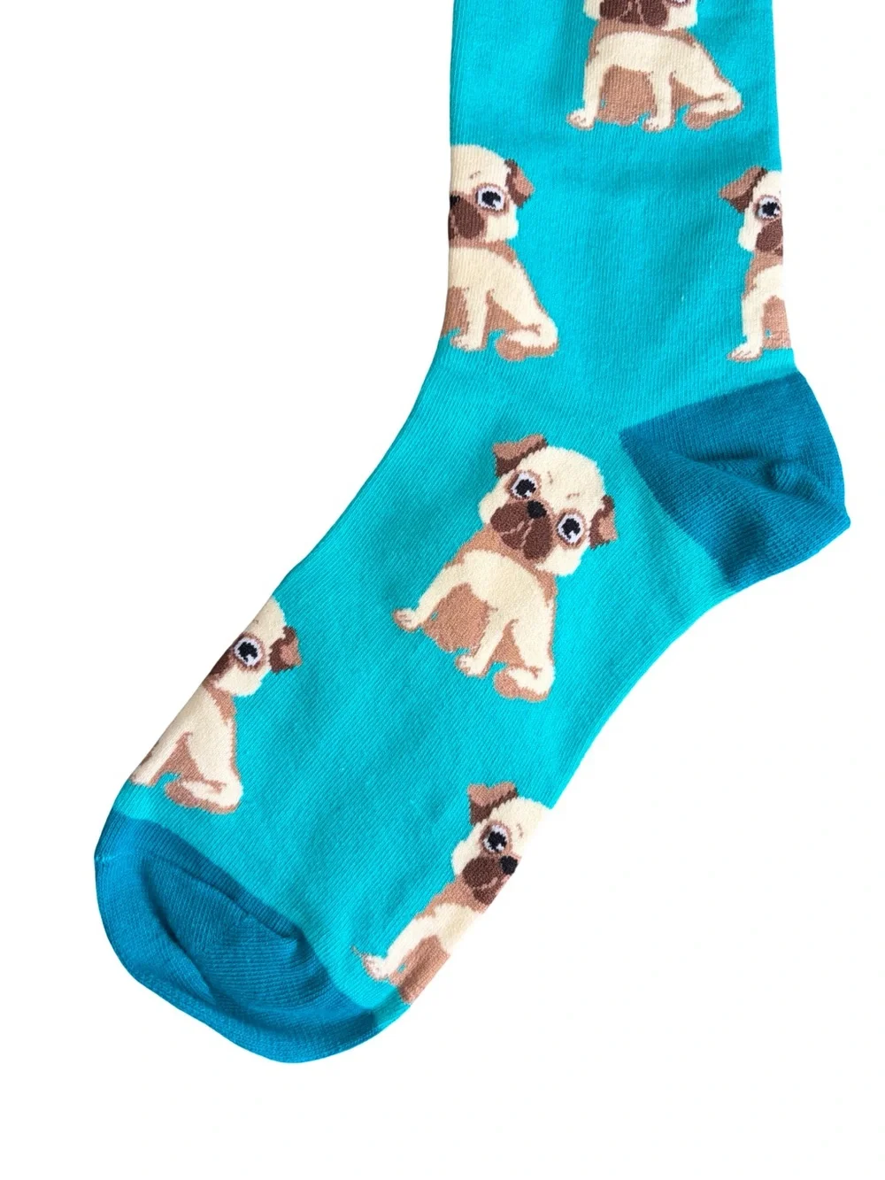 Blue Pink Pug Dog Novelty Socks Womens Size 8-12